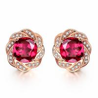 Zinc Alloy Stud Earring, with Rubellite, fashion jewelry, red 