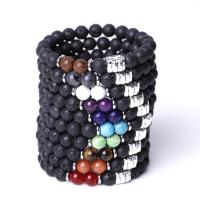 Gemstone Bracelets, Agate, with Lava, fashion jewelry & Unisex 8mm 