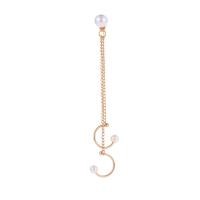 Zinc Alloy Split Earring, with Plastic Pearl, gold color plated, for woman, white, 85mm 