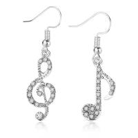 Zinc Alloy Rhinestone Drop Earring, silver color plated, for woman & with rhinestone, silver color 