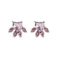 Zinc Alloy Rhinestone Stud Earring, plated, micro pave cubic zirconia & for woman 