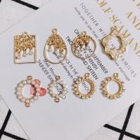 Zinc Alloy Charm Connector, with Plastic Pearl, fashion jewelry & DIY 