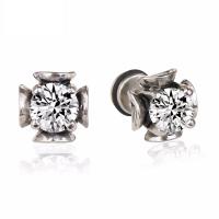 Titanium Steel Stud Earring, with Cubic Zirconia, plated, fashion jewelry & for man 