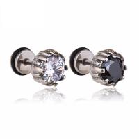 Titanium Steel Stud Earring, with Cubic Zirconia, plated, fashion jewelry & Unisex 