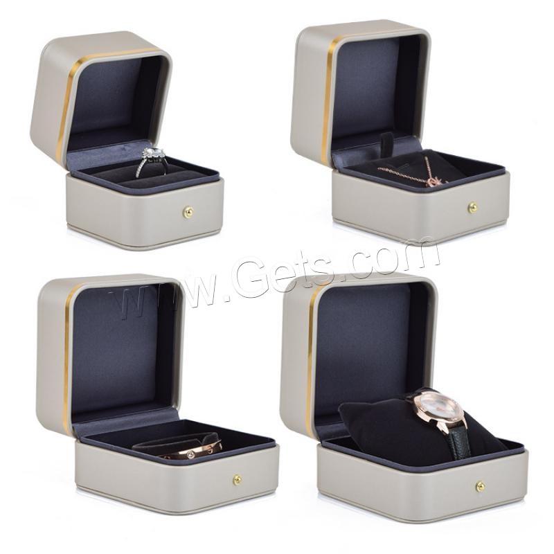 Boîte Cadeau de bijoux, cuir PU, avec Flocage de tissu, normes différentes pour le choix, plus de couleurs à choisir, Vendu par PC