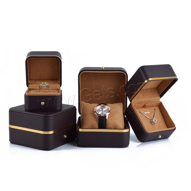 Boîte Cadeau de bijoux, cuir PU, avec Flocage de tissu, normes différentes pour le choix, plus de couleurs à choisir, Vendu par PC