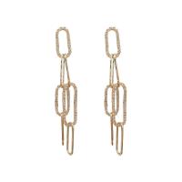 Zinc Alloy Rhinestone Drop Earring, gold color plated, for woman & with rhinestone, 87mm 