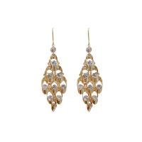 Zinc Alloy Rhinestone Drop Earring, gold color plated, for woman & with rhinestone 51mm 