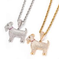 Cubic Zircon Micro Pave Brass Necklace, Sheep, fashion jewelry & Unisex & with cubic zirconia .62 Inch 