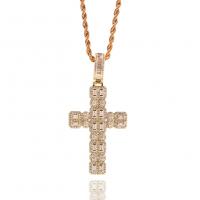 Cubic Zircon Micro Pave Brass Necklace, Cross, fashion jewelry & Unisex & with cubic zirconia 