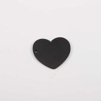 Colgantes del corazón de acero inoxidable, Bricolaje, Negro, 23x25mm, agujero:aproximado 1.6mm, 200PCs/Grupo, Vendido por Grupo