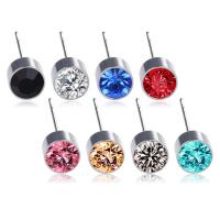 Titanium Steel Stud Earring, with Cubic Zirconia, plated, fashion jewelry & Unisex 6mm 