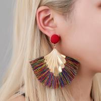 Fashion Tassel Earring, Zinc Alloy, with Silk, fashion jewelry 