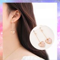 Zinc Alloy Rhinestone Drop Earring, fashion jewelry & for woman & with rhinestone, pink 