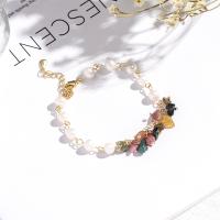 Tourmaline Bracelet, with Plastic Pearl, fashion jewelry, multi-colored, 15+4CM 