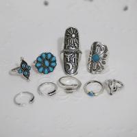 Zinc Alloy Ring Set, with turquoise, plated, nine pieces & fashion jewelry & Unisex 