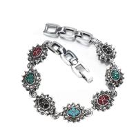 Zinc Alloy Turquoise Bracelets, with Natural Turquoise, plated, fashion jewelry & for woman 