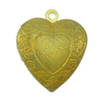 Brass Locket Pendant, Heart, plated, with flower pattern Approx 2mm, Inner Approx 