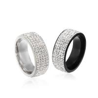 Titanium Steel Finger Ring, Donut, plated, Unisex & with rhinestone 