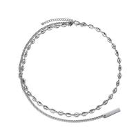 Collar de la joyería de titanio, Partículas de acero, con 1.96 inch extender cadena, unisexo, longitud:aproximado 16.53 Inch, Vendido por Sarta