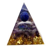 Resin Pyramid Decoration, with Natural Gravel, Triangle, for home and office 