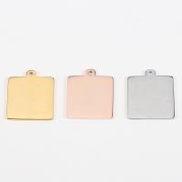 Stainless Steel Tag Charm,  Square, DIY Approx 1.8mm 