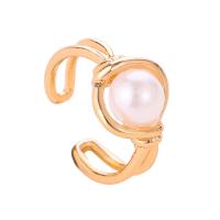 Copper Alloy Earring Clip, with Plastic Pearl, plated, fashion jewelry 