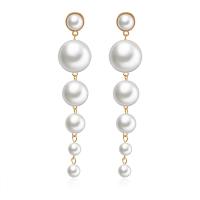 Copper Alloy Drop Earring, with Plastic Pearl, fashion jewelry, white 