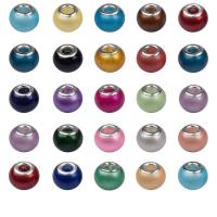 Glas Großes Loch Perlen, rund, Einbrennlack, DIY, keine, 15x10mm, 100PCs/Tasche, verkauft von Tasche
