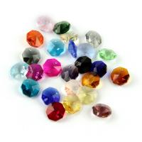 Perles de verre translucide, DIY & double trou, couleurs mélangées, 14mm Vendu par sac