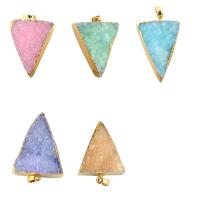 Ice Quartz Agate Pendants, Brass, with Natural Stone, Triangle, fashion jewelry & Unisex 