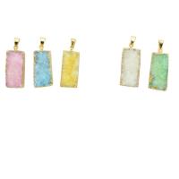 Ice Quartz Agate Pendants, Brass, with Natural Stone, Rectangle, fashion jewelry & Unisex 
