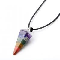 Gemstone Brass Pendants, Stainless Steel, with Natural Stone, fashion jewelry & Unisex multi-colored 