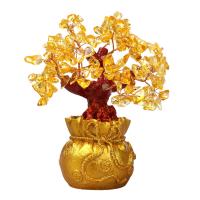 résine Décoration riche d’arbre, avec Cristal naturel, pour la maison et le bureau, doré Vendu par PC