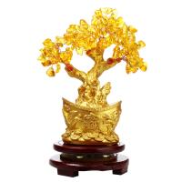 résine Décoration riche d’arbre, avec Cristal naturel, pour la maison et le bureau & normes différentes pour le choix, doré, Vendu par PC