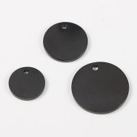 Stainless Steel Tag Charm, Round, DIY black 