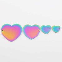 Stainless Steel Heart Pendants, DIY rainbow colors 
