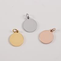 Stainless Steel Tag Charm, Round, DIY 