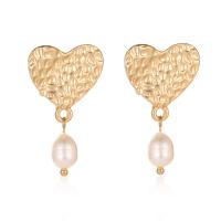 Plastic Pearl Zinc Alloy Earring, with Plastic Pearl, plated, fashion jewelry, gold 
