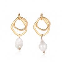 Plastic Pearl Zinc Alloy Earring, with Plastic Pearl, plated, fashion jewelry, gold 