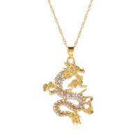 Rhinestone Zinc Alloy Necklace, Dragon, gold color plated, for woman & with rhinestone, gold, 40mm .47 Inch 