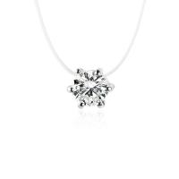 Rhinestone Zinc Alloy Necklace, with Fishing Line, silver color plated, for woman & with rhinestone .17 Inch 