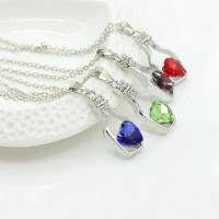 Rhinestone Zinc Alloy Necklace, plated, for woman & with rhinestone .35 Inch 