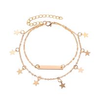 Zinc Alloy Anklet, plated, multilayer & for woman .23 Inch 