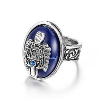 Gemstone Zinc Alloy Finger Ring, with Lapis Lazuli, plated, Unisex 