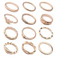 Zinc Alloy Ring Set, plated, 12 pieces & for woman, golden 