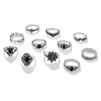 Zinc Set anillo de aleación, aleación de zinc, chapado, once piezas & para mujer, 30Setsset/Grupo, Vendido por Grupo