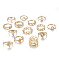 Zinc Set anillo de aleación, aleación de zinc, chapado, 14 piezas & para mujer, 30bolsaspantalón/Grupo, Vendido por Grupo