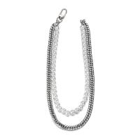 Titanium Steel Jewelry Necklace, with pearl, Double Layer & for woman, 40cm,50cm 