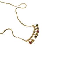 Латунное Ожерелье Горного Хрусталя, Латунь, с 1.96 inch наполнитель цепи, плакирован золотом, Женский & со стразами, длина:Приблизительно 17.71 дюймовый, продается Strand